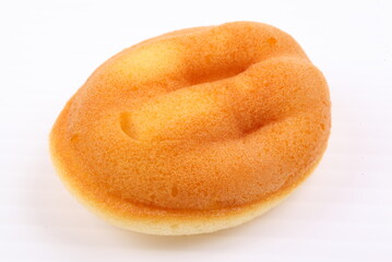 homemade sponge cake on white background