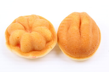 homemade sponge cake on white background