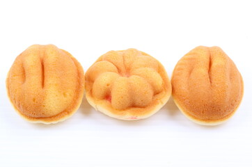 homemade sponge cake on white background