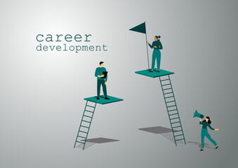Career Development vector illustration. Mentorship, upskills and self development strategy flat style design business concept.