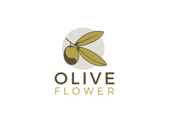 nature herbal olive oil plant, olive leaf flower logo design