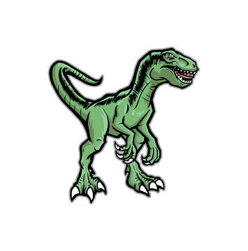 raptor dino  green color design vector 