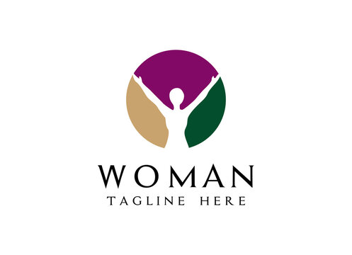 Woman label logo design template. 