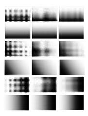 Set of simple gradient halftones dot texture, Vector illustration.