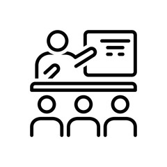 Black line icon for explaining