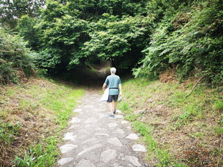 Obraz premium photography of the route of the viewpoints that goes from the beach of Aguilar to the viewpoint of the Holy Spirit, in San Esteban de Nalón, Asturias, Spain, tourist destination,