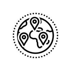 Black line icon for countries