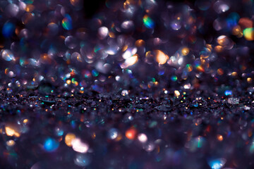 Colorful glitter texture, bokeh ligts overlay or background. shallow depth