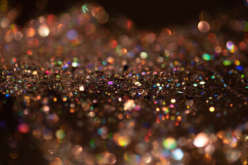 Colorful glitter texture, bokeh ligts overlay or background. shallow depth