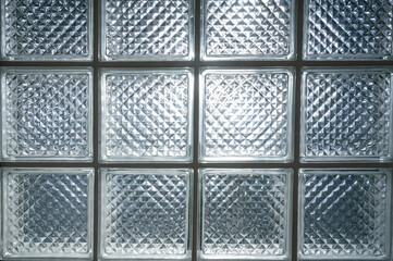Light-flooded glass blocks with light colored joints 