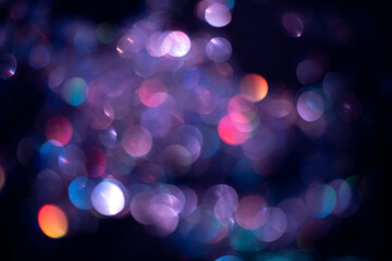Obraz premium Purple bokeh lights, overlay or background. Soft focus effect