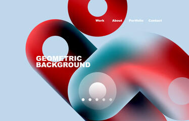 Circles and round shapes landing page abstract geometric background. Web page for website or mobile app wallpaper