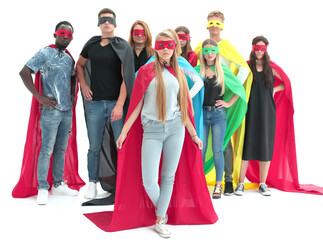 young superleader standing in front of her team