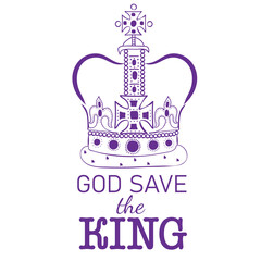 Fototapeta na wymiar God Save The King words with crown