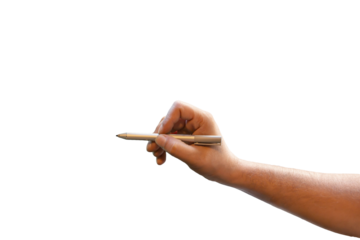 hand holding pencil isolate on white background