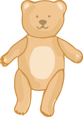 Vector hand drawn childish objects, baby simple elements, kids set, cartoon clip art, teddy bear