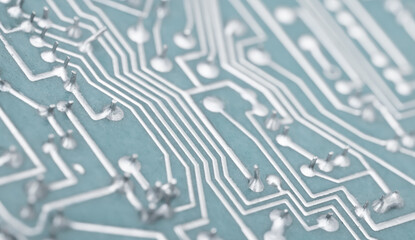 Chip close-up, modern electronic technology. The concept of robotics and nanotechnology.