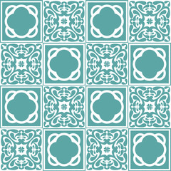 Azulejo seamless pattern stylish trendy ceramic tile design element for kitchen backsplash, vector illustration