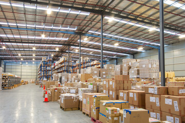 Interior of logistics warehouse