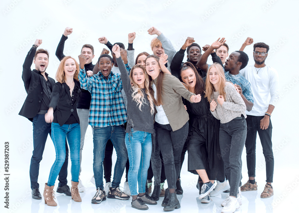 Wall mural full length . a group of happy young people standing together