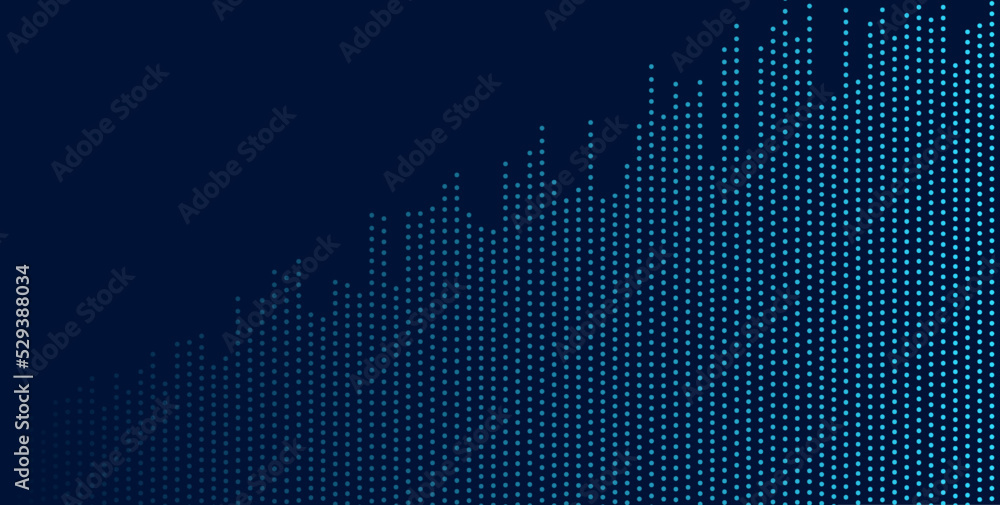 Aufkleber abstract blue growing financial graph chart background. vector dotted lines tech design