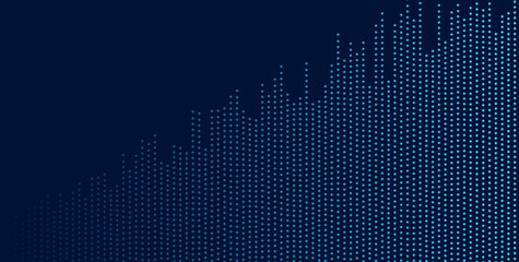 Abstract blue growing financial graph chart background. Vector dotted lines tech design