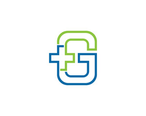 Letter G Cross Plus Logo Concept sign icon symbol Design. Medical, Health Care Logotype. Vector illustration template