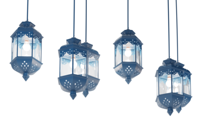 Blue hanging lantern clipping path blue lantern isolated