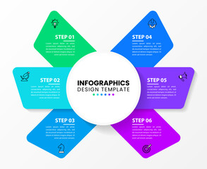 Infographic template. Circle with 6 steps and text