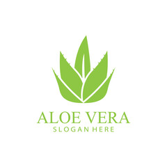 Obraz premium aloe vera logo design vector illustration template