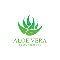 aloe vera logo design vector illustration template
