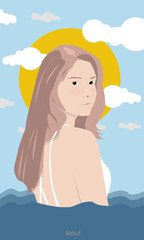 Vector women vecation in beach 