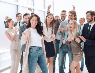 group of happy young people. success concept