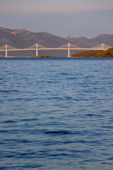 Obraz premium New modern bridge on Peljesac peninsula, connecting southeastern Croatian semi-exclave to the rest of the country.
