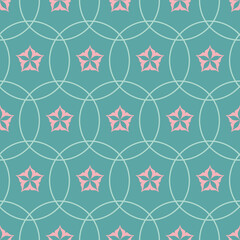 Emerald green decorative seamless pattern star background, design for textile and decoration - obrazy, fototapety, plakaty