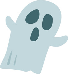 Spooky Ghost Halloween Elements hand drawing style. Vector illustration.
