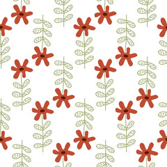 Floral pattern on white seamless pattern for design, simple cute flower blossom for textile and wrapping paper