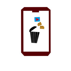 vector illustration of deleting files on mobile