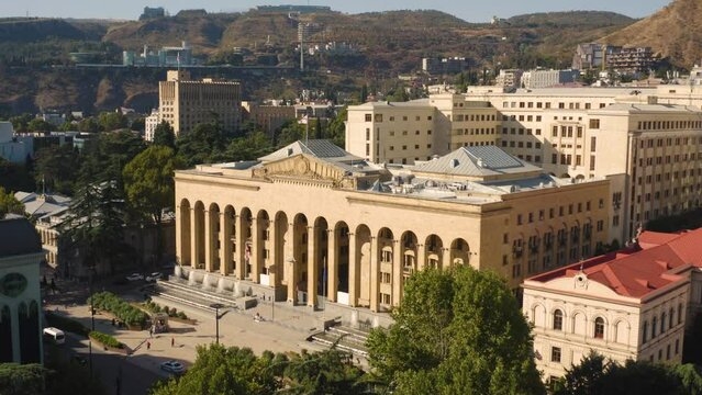 Aerial view of Parliament of Georgia in Tbilisi