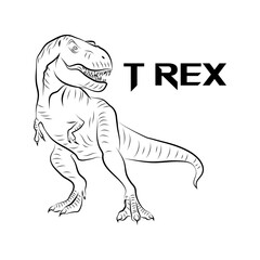 T Rex outline illustration, vector, Roar, Scary, Isolated © RACCOON