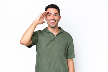 Fototapeta premium Young handsome man over isolated white background has realized something and intending the solution