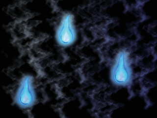 青い人魂3体_横