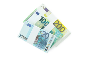 Obraz na płótnie Canvas Concept of financials, Euros isolated on white background