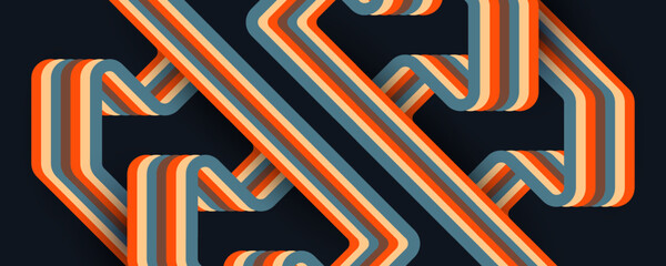 Abstract Retro Background with Colorful Lines. 1970s Background Design