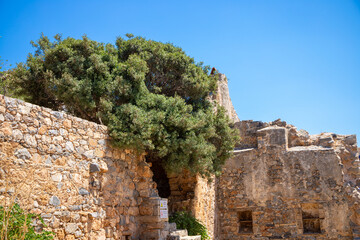 Old house ruins on Spionalonga, Crete