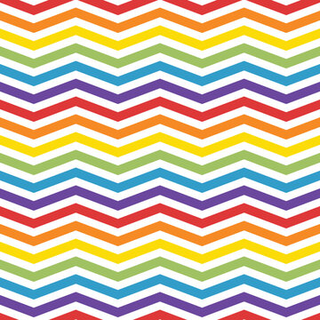 Seamless pattern with the rainbow colorful chevron and wavy zigzag lines. Great for party background, holiday decoration or baby shower party