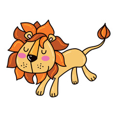 Cute lion, leo zodiac simbol illustration