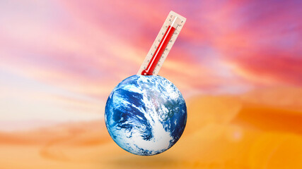 The thermometer and earth for eco or Climate change concept 3d rendering