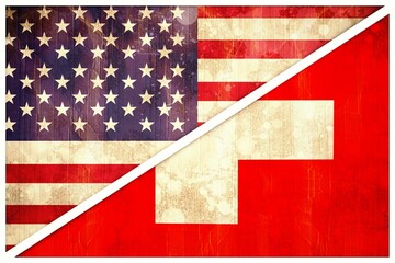 Zwitserland en Amerikaanse vlaggen