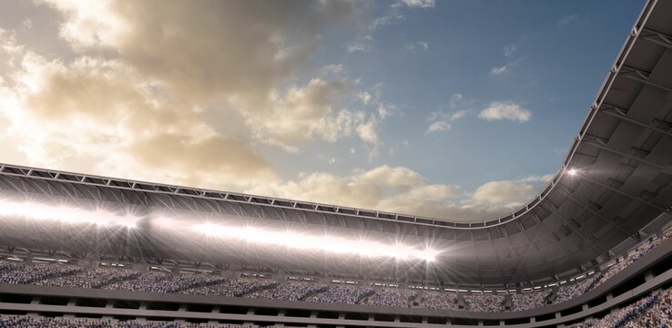 Crowded stadium with cloudy sky